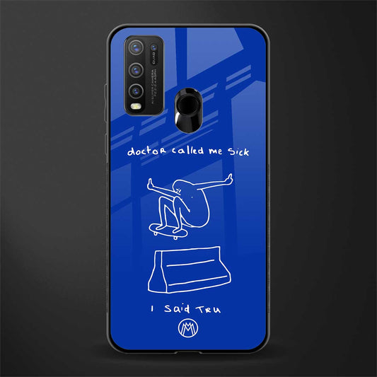 sick skateboarder blue doodle glass case for vivo y50 image