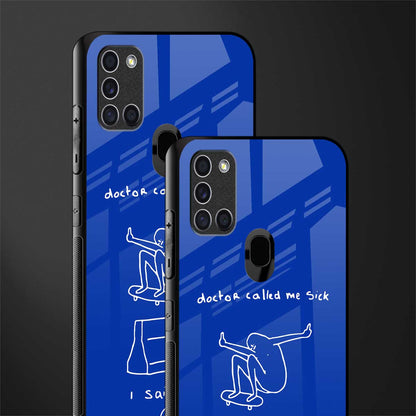 sick skateboarder blue doodle glass case for samsung galaxy a21s image-2