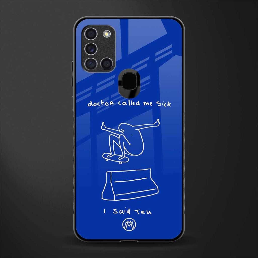 sick skateboarder blue doodle glass case for samsung galaxy a21s image