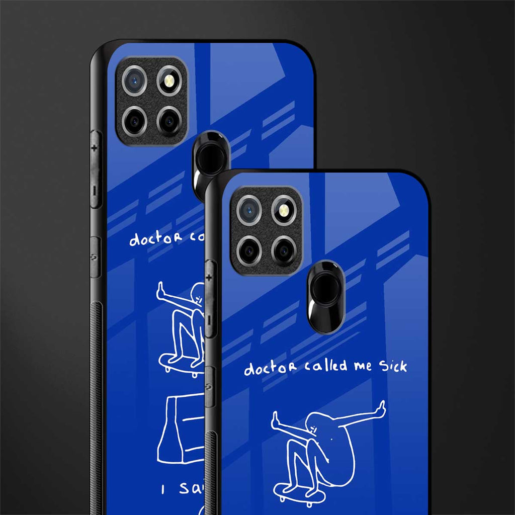 sick skateboarder blue doodle glass case for realme c25 realme c25s image-2