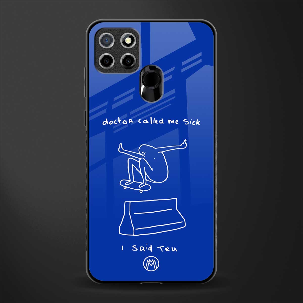 sick skateboarder blue doodle glass case for realme narzo 30a image
