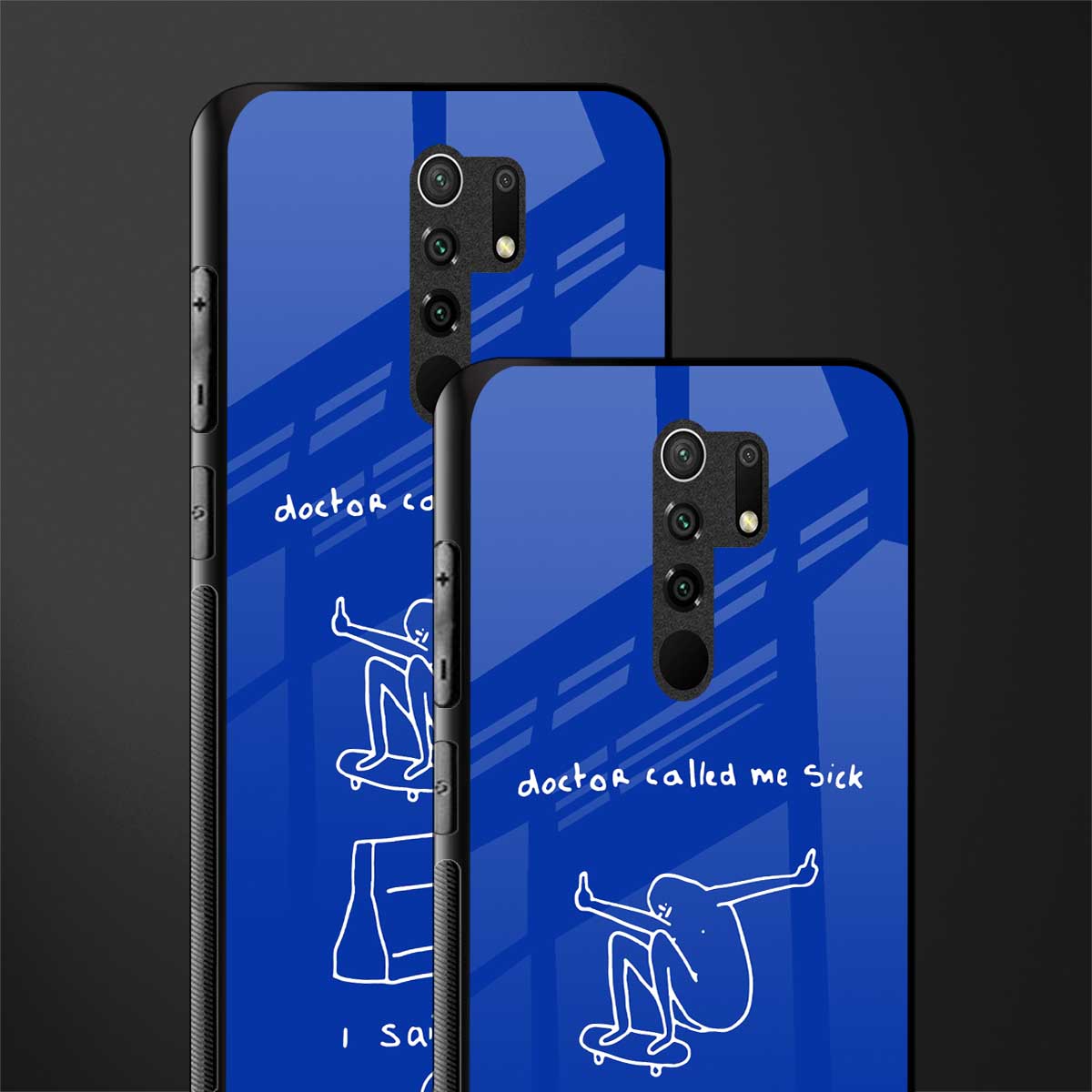 sick skateboarder blue doodle glass case for poco m2 image-2