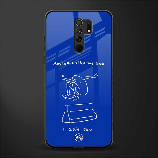 sick skateboarder blue doodle glass case for poco m2 image