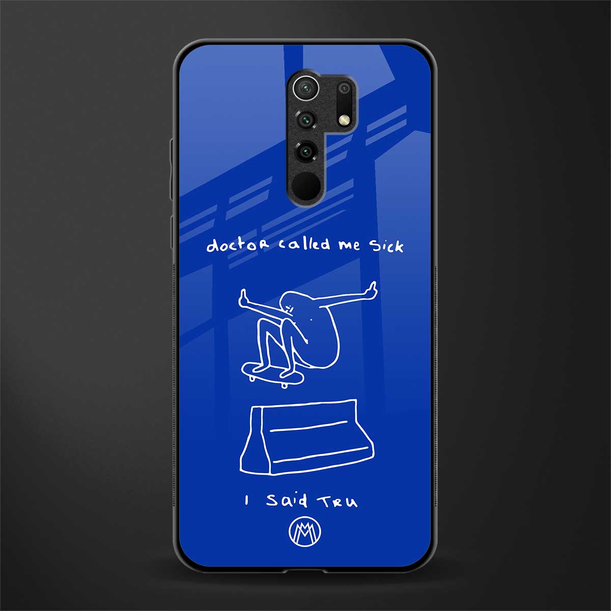 sick skateboarder blue doodle glass case for redmi 9 prime image