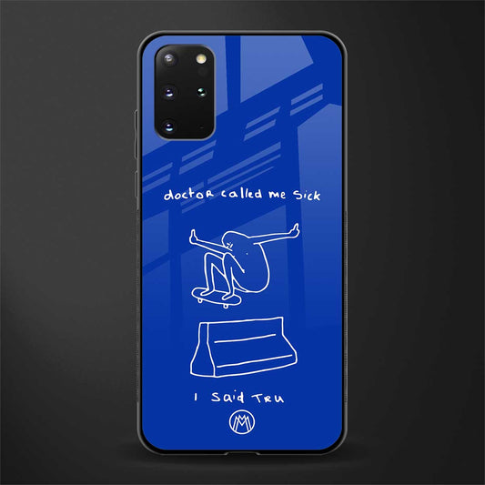 sick skateboarder blue doodle glass case for samsung galaxy s20 plus image