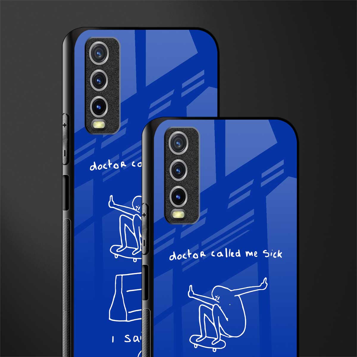 sick skateboarder blue doodle glass case for vivo y20i vivo y20t image-2