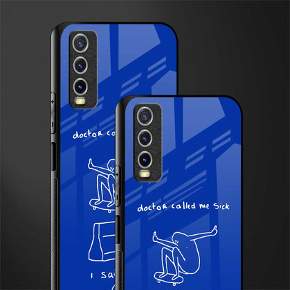 sick skateboarder blue doodle glass case for vivo y12s image-2