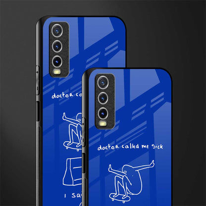 sick skateboarder blue doodle glass case for vivo y20 image-2