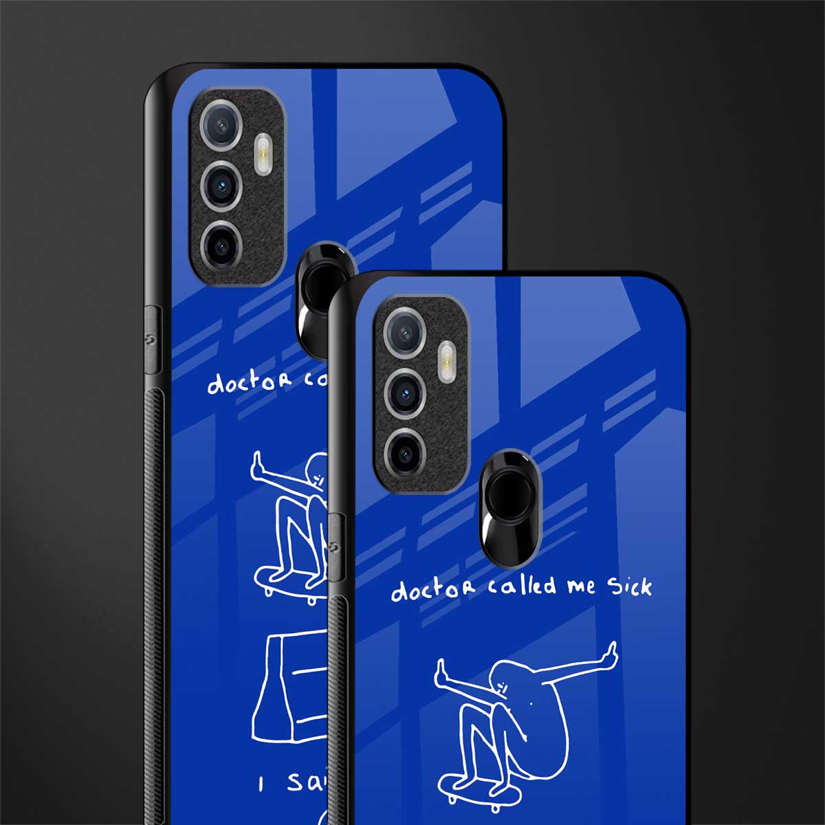 sick skateboarder blue doodle glass case for oppo a53 image-2