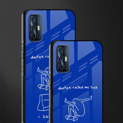 sick skateboarder blue doodle glass case for vivo v17 image-2