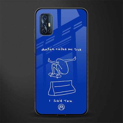 sick skateboarder blue doodle glass case for vivo v17 image