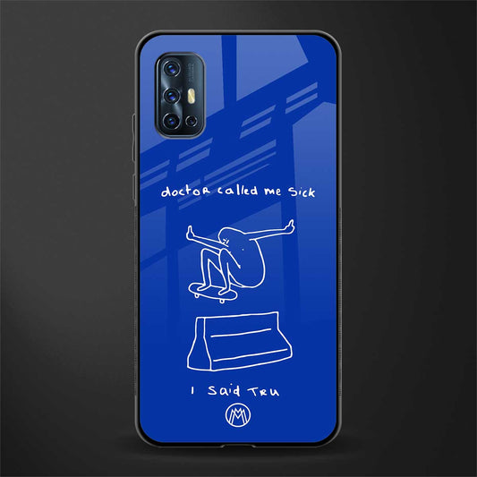 sick skateboarder blue doodle glass case for vivo v17 image