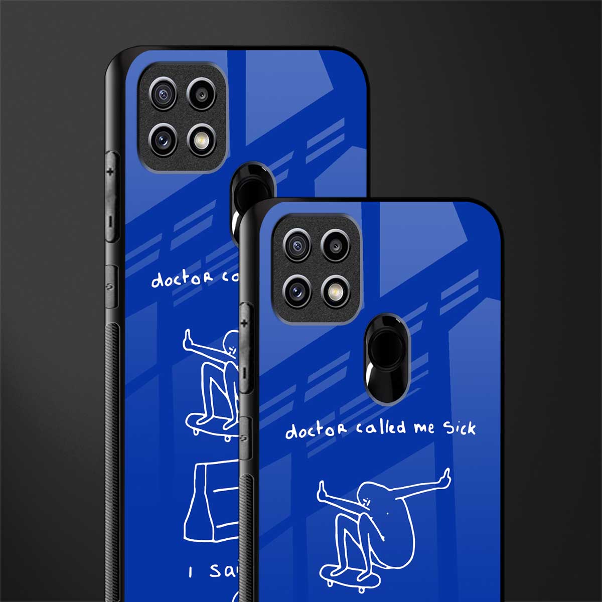 sick skateboarder blue doodle glass case for oppo a15s image-2