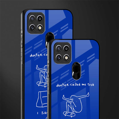 sick skateboarder blue doodle glass case for oppo a15s image-2