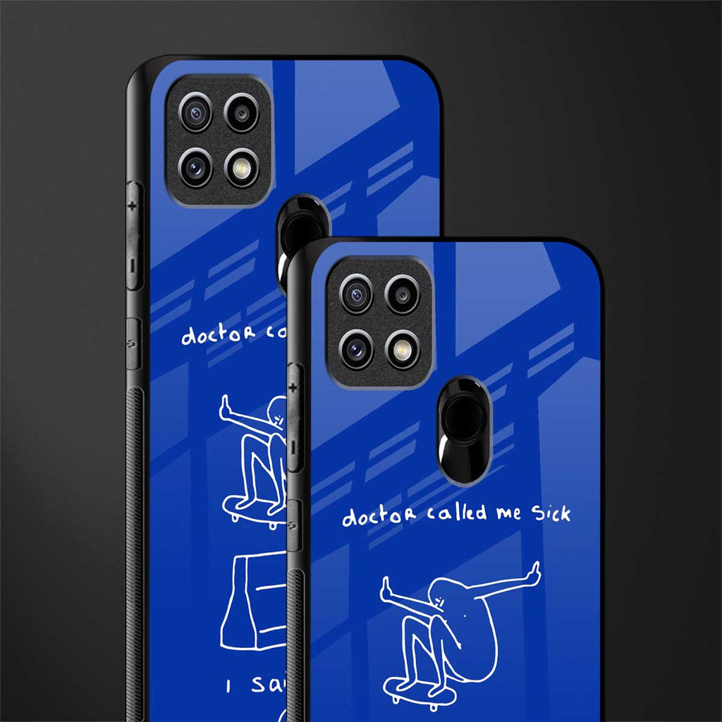 sick skateboarder blue doodle glass case for oppo a15 image-2