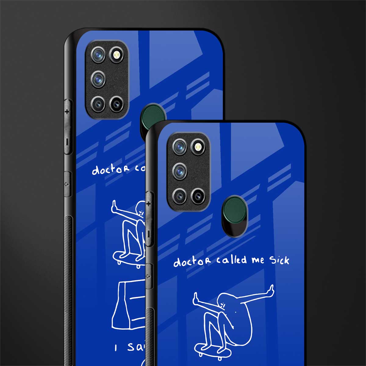 sick skateboarder blue doodle glass case for realme 7i image-2