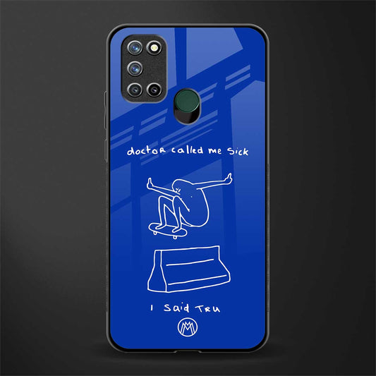 sick skateboarder blue doodle glass case for realme 7i image