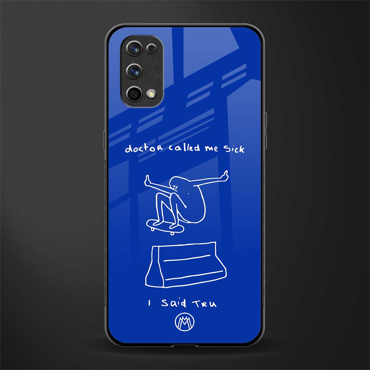 sick skateboarder blue doodle glass case for realme 7 pro image