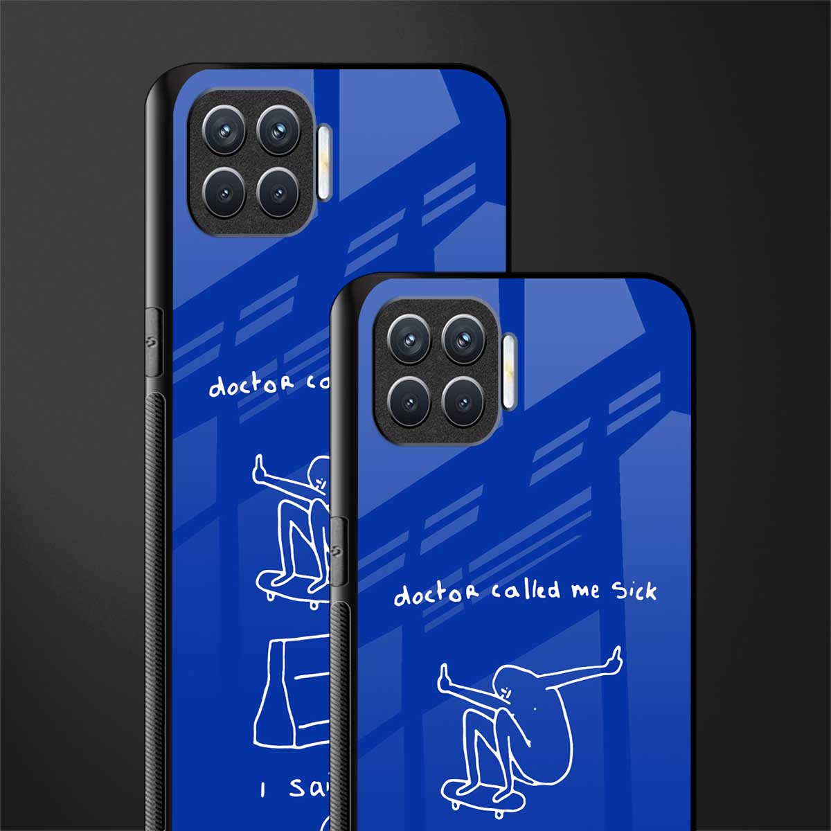 sick skateboarder blue doodle glass case for oppo f17 pro image-2