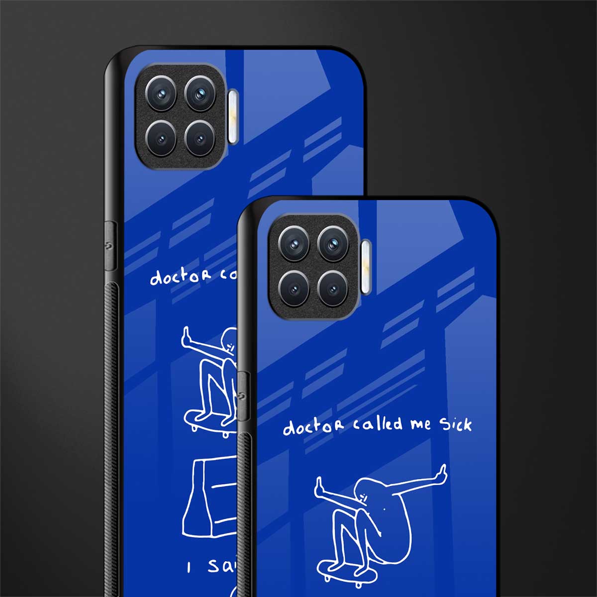 sick skateboarder blue doodle glass case for oppo f17 image-2