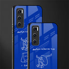 sick skateboarder blue doodle glass case for vivo v20 se image-2