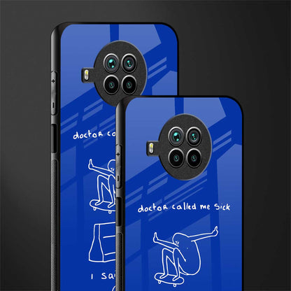 sick skateboarder blue doodle glass case for mi 10i image-2