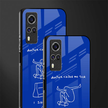 sick skateboarder blue doodle glass case for vivo y51a image-2