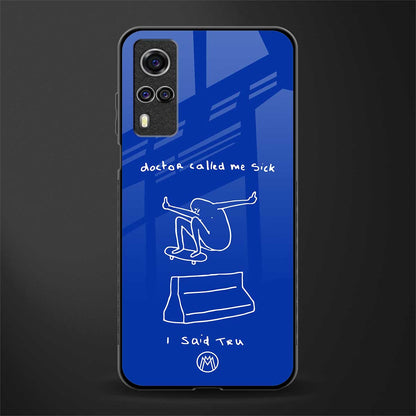 sick skateboarder blue doodle glass case for vivo y53s image