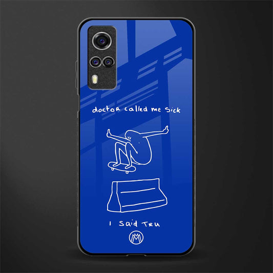sick skateboarder blue doodle glass case for vivo y51 image