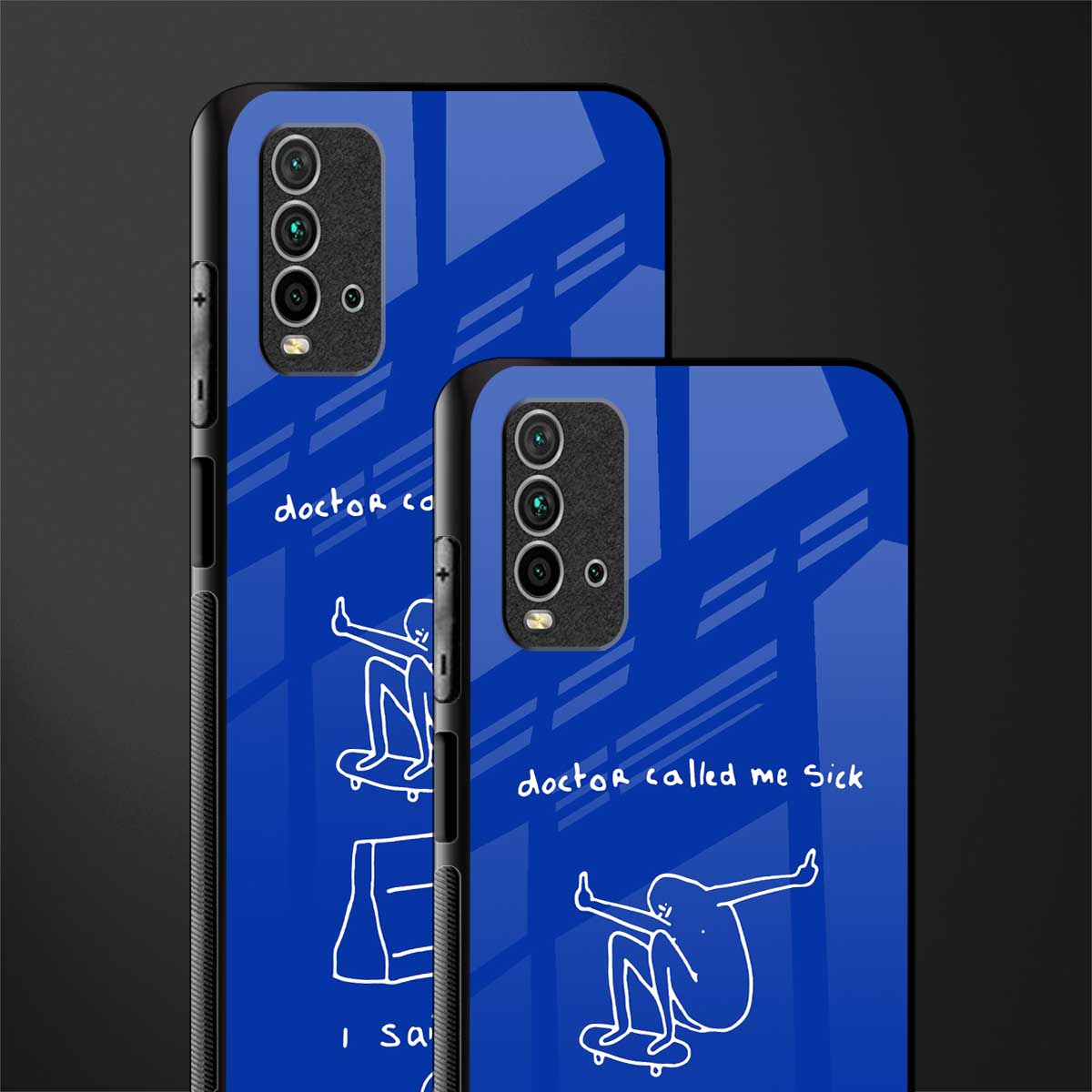 sick skateboarder blue doodle glass case for redmi 9 power image-2