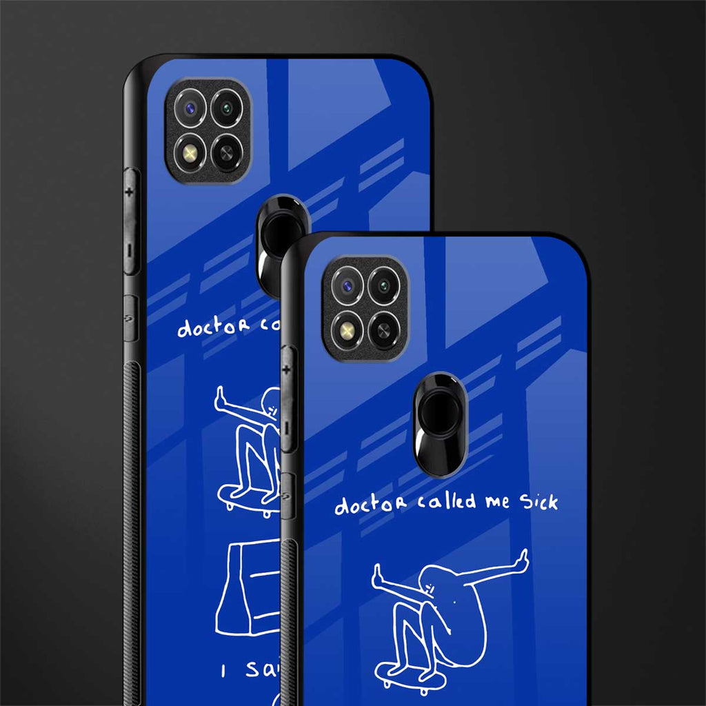sick skateboarder blue doodle glass case for poco c31 image-2