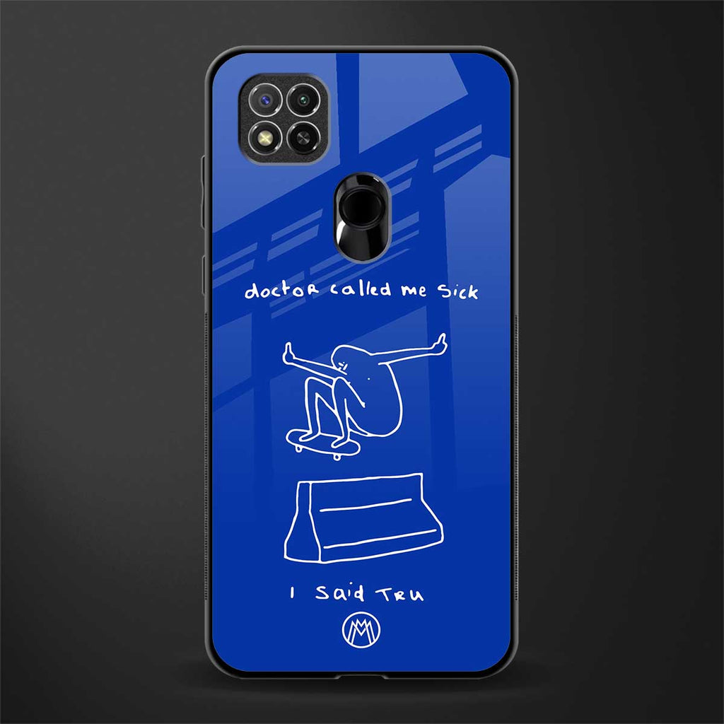 sick skateboarder blue doodle glass case for poco c31 image
