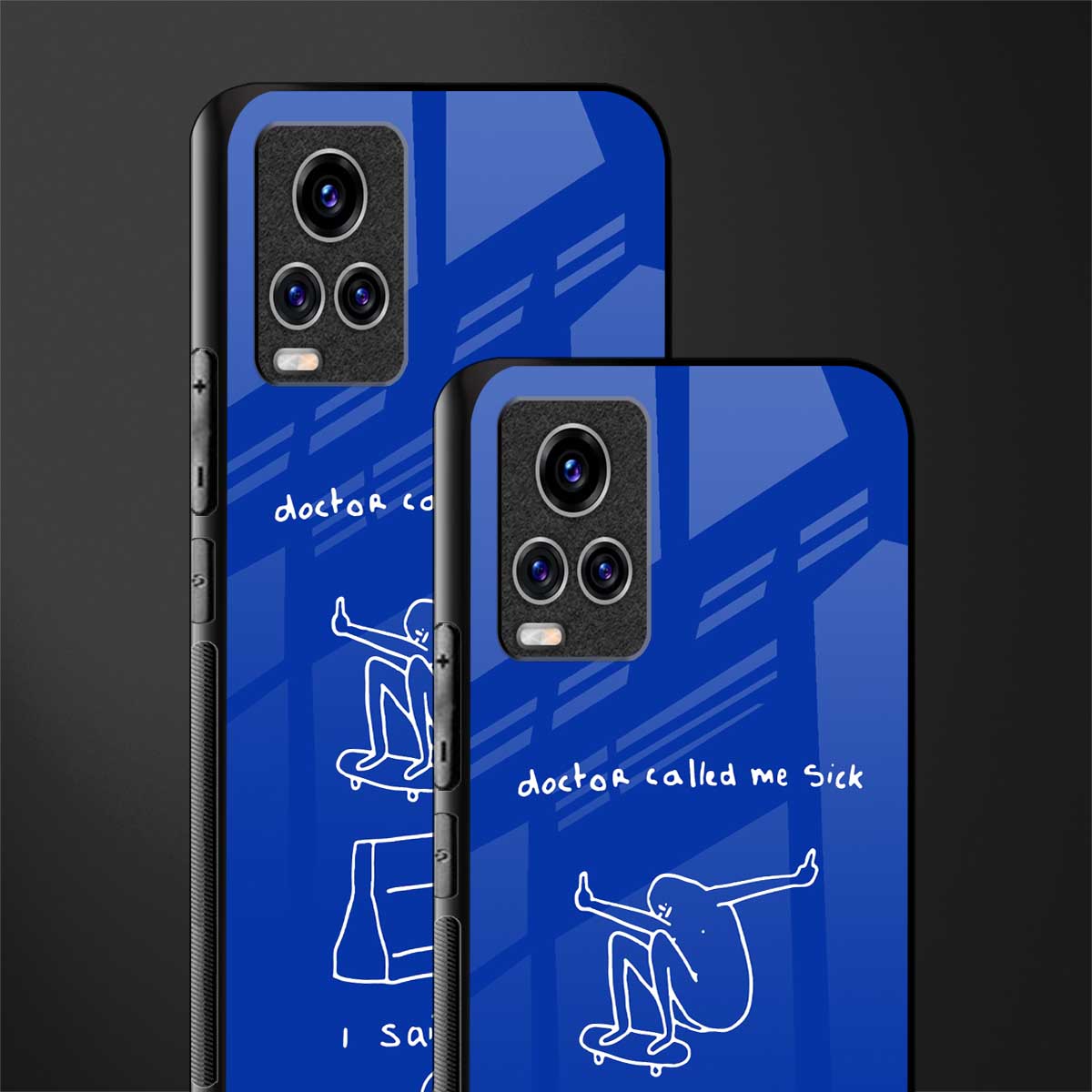 sick skateboarder blue doodle glass case for vivo v20 pro image-2