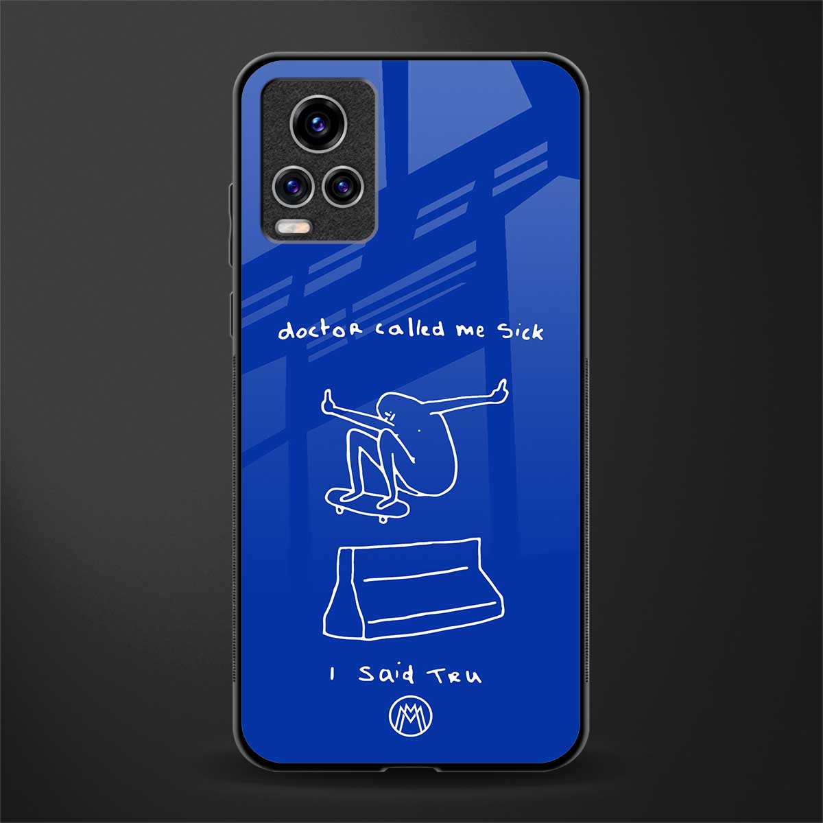 sick skateboarder blue doodle glass case for vivo v20 pro image