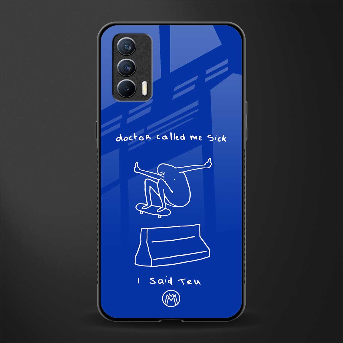 sick skateboarder blue doodle glass case for realme x7 image