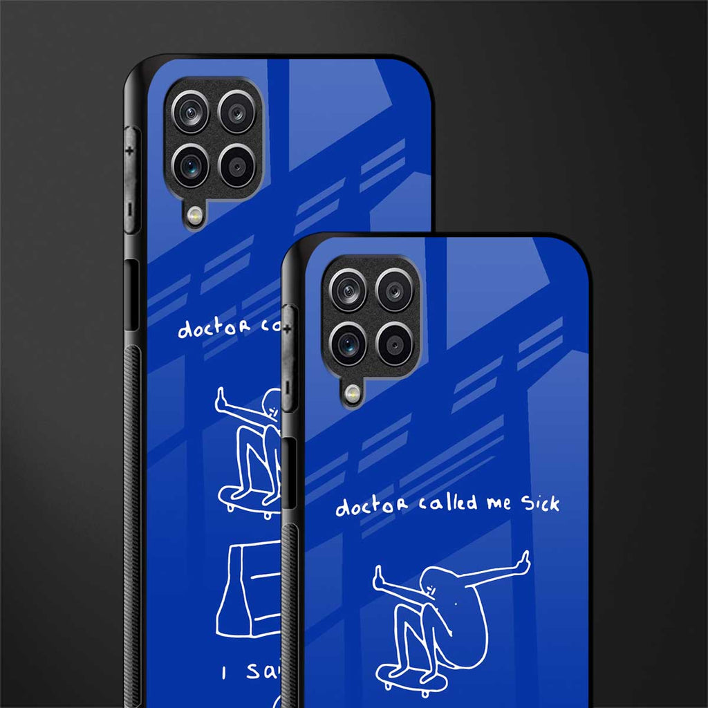 sick skateboarder blue doodle glass case for samsung galaxy a12 image-2