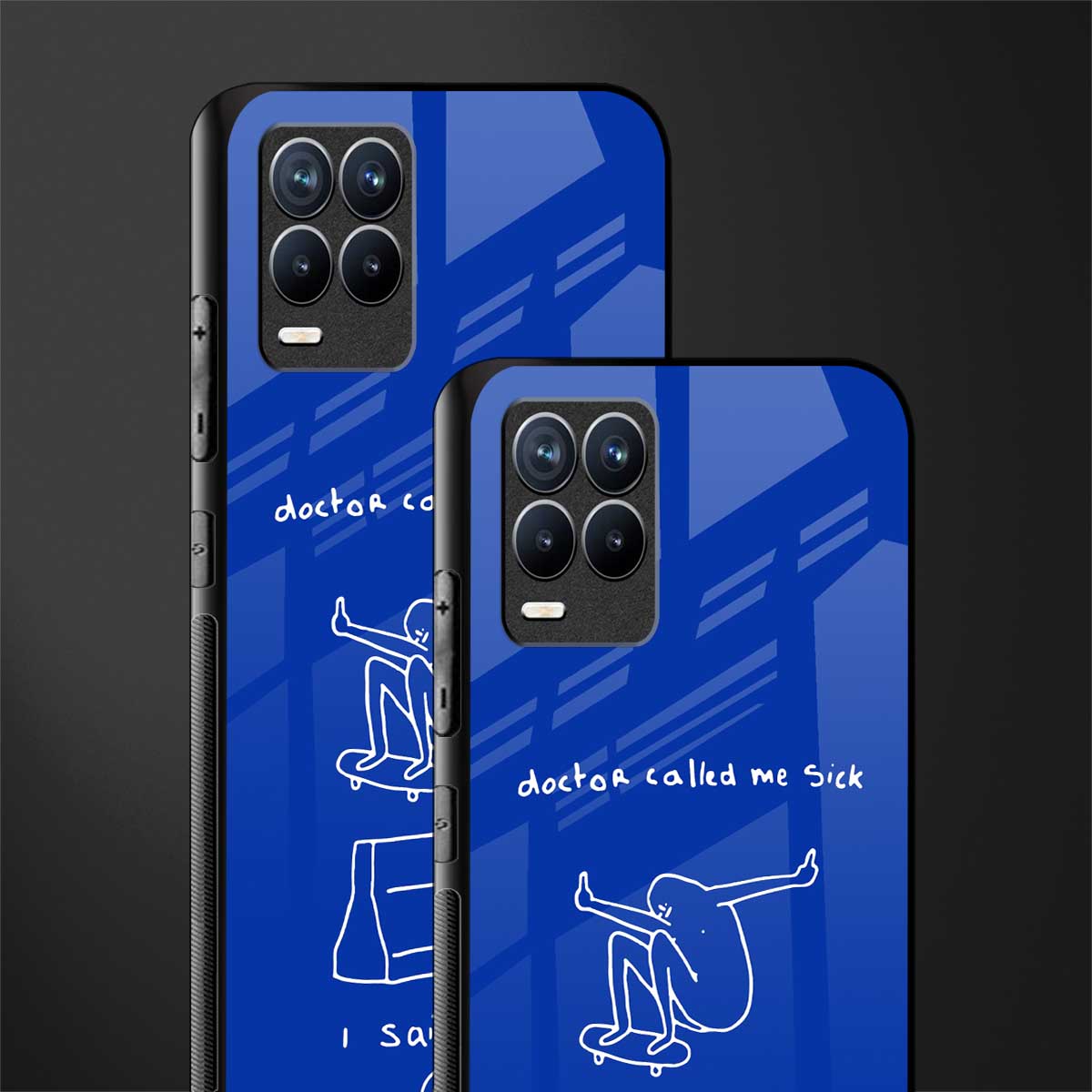 sick skateboarder blue doodle glass case for realme 8 4g image-2