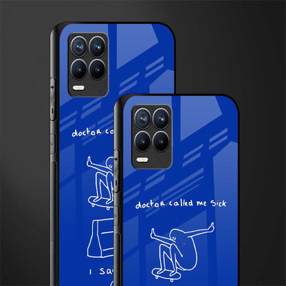 sick skateboarder blue doodle glass case for realme 8 4g image-2