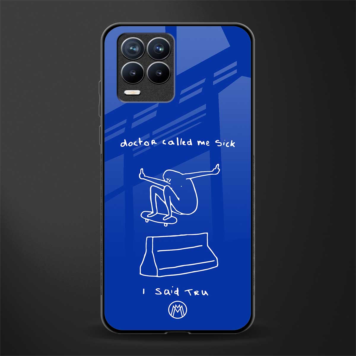 sick skateboarder blue doodle glass case for realme 8 4g image
