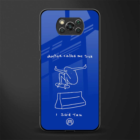 sick skateboarder blue doodle glass case for poco x3 pro image