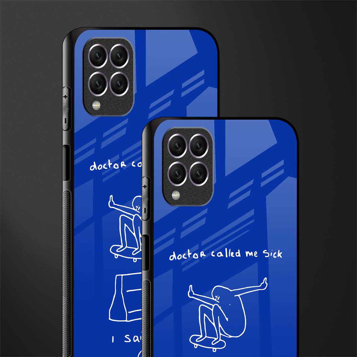 sick skateboarder blue doodle glass case for samsung galaxy f62 image-2