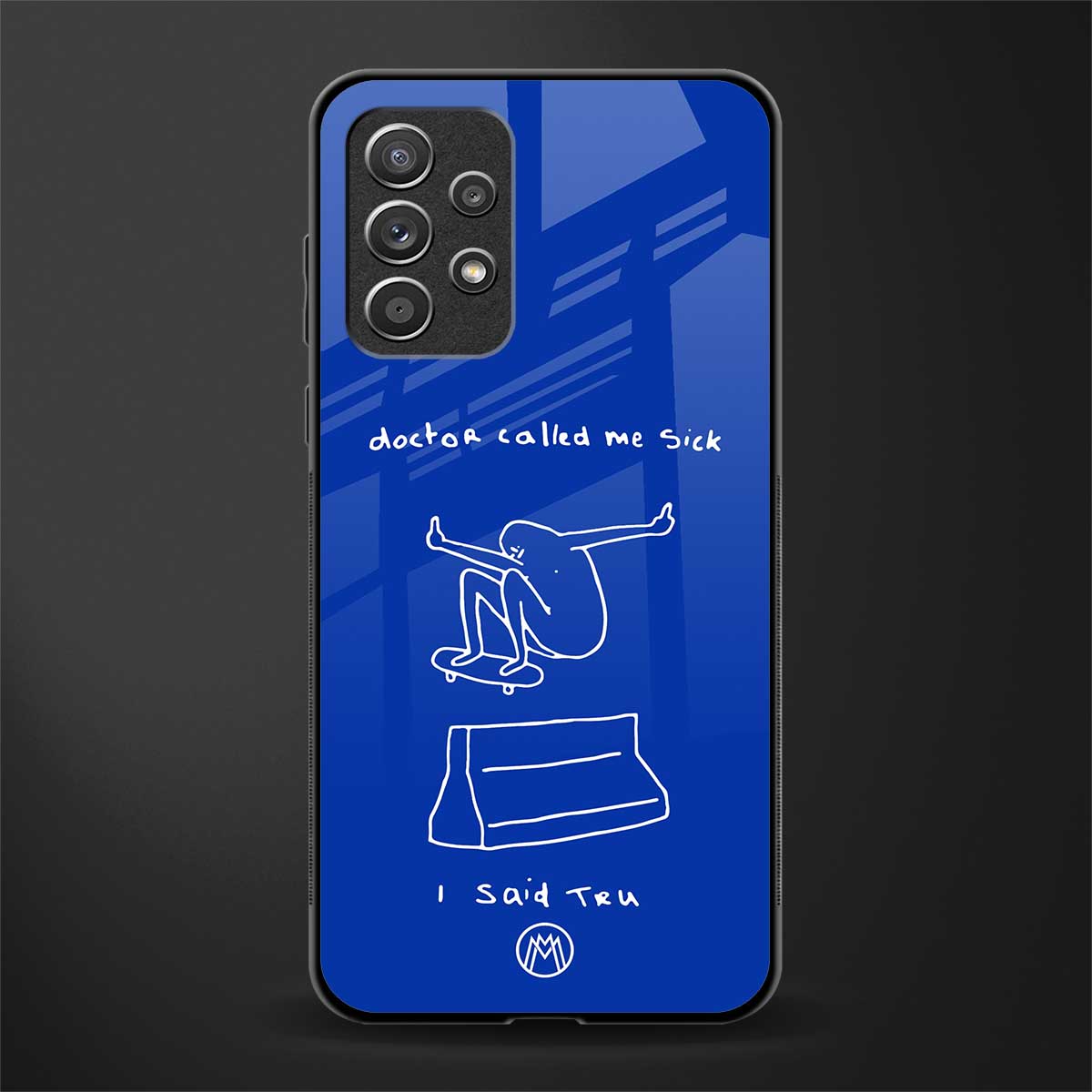 sick skateboarder blue doodle glass case for samsung galaxy a52 image