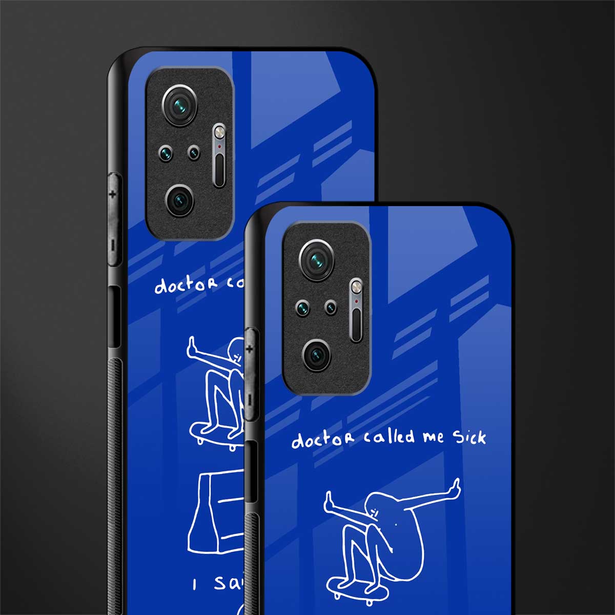 sick skateboarder blue doodle glass case for redmi note 10 pro max image-2