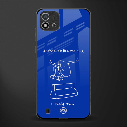 sick skateboarder blue doodle glass case for realme c20 image