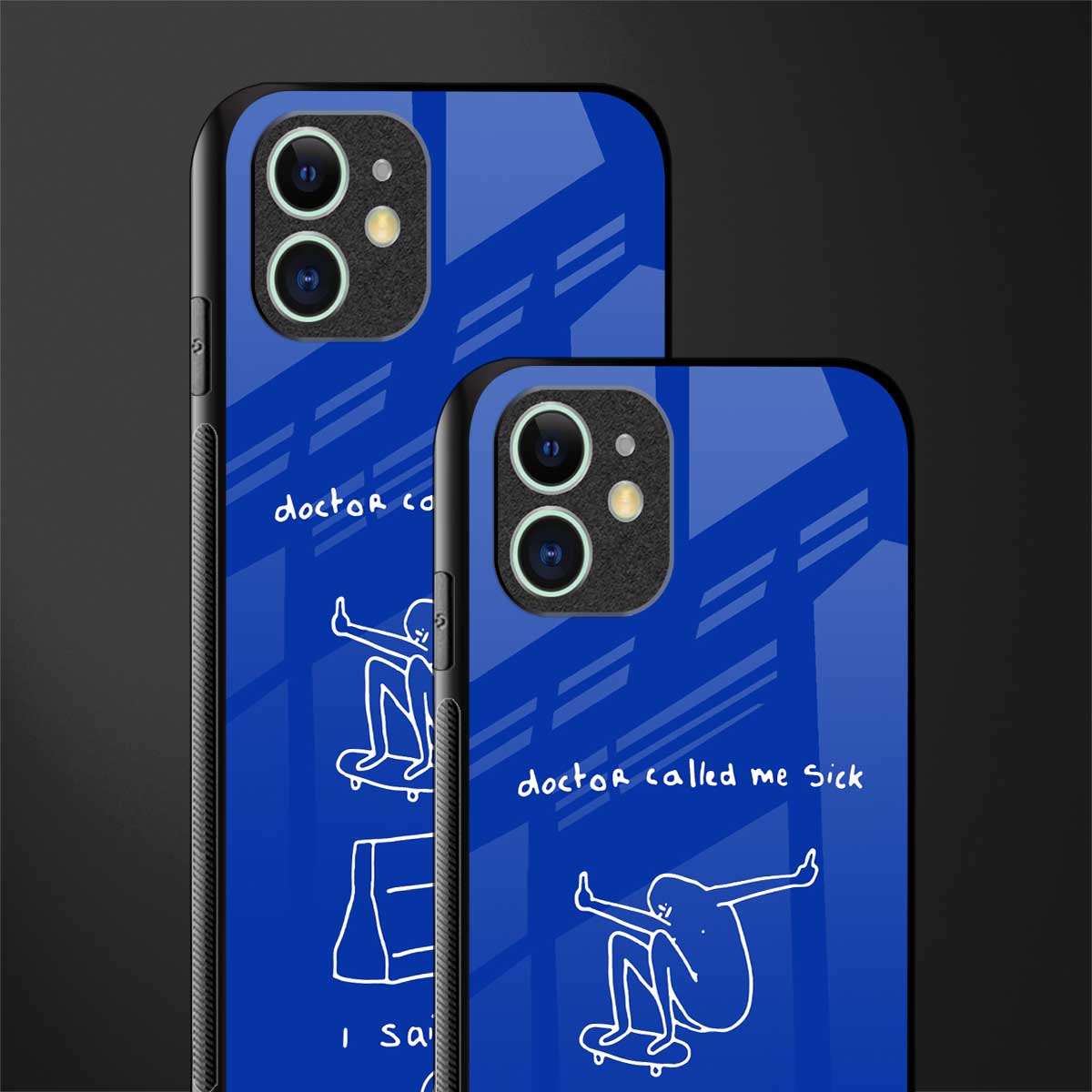 sick skateboarder blue doodle glass case for iphone 11 image-2
