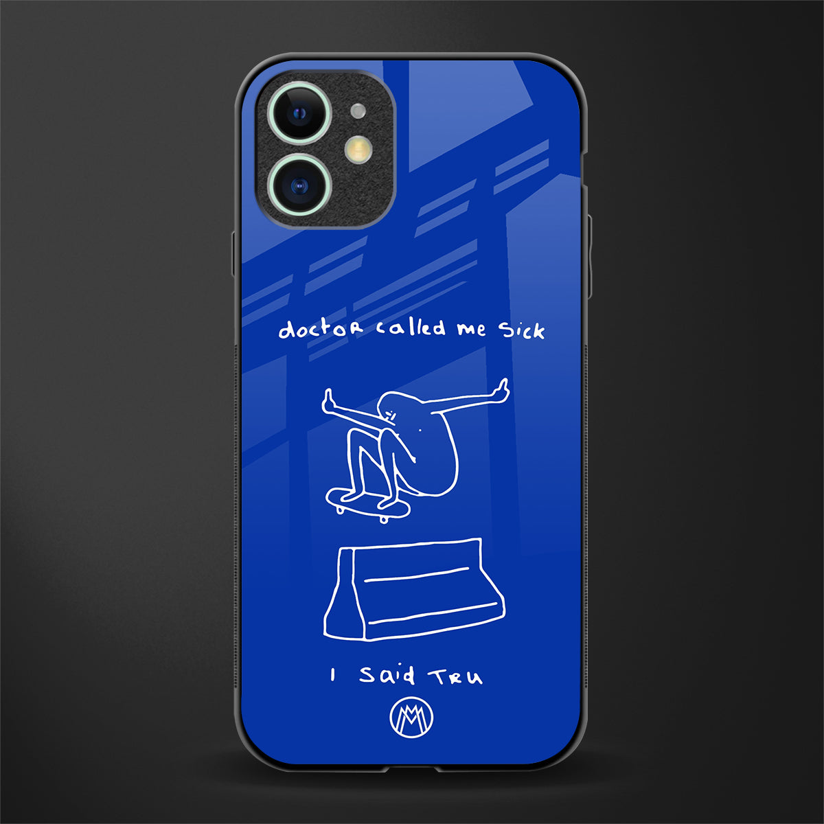 sick skateboarder blue doodle glass case for iphone 12 mini image