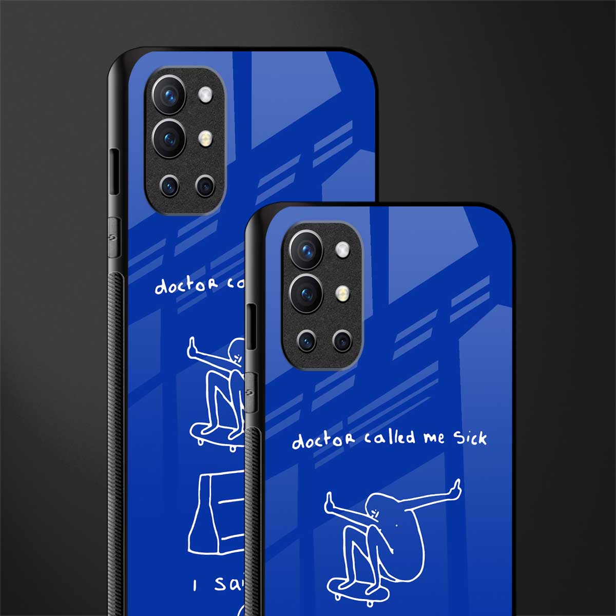 sick skateboarder blue doodle glass case for oneplus 9r image-2