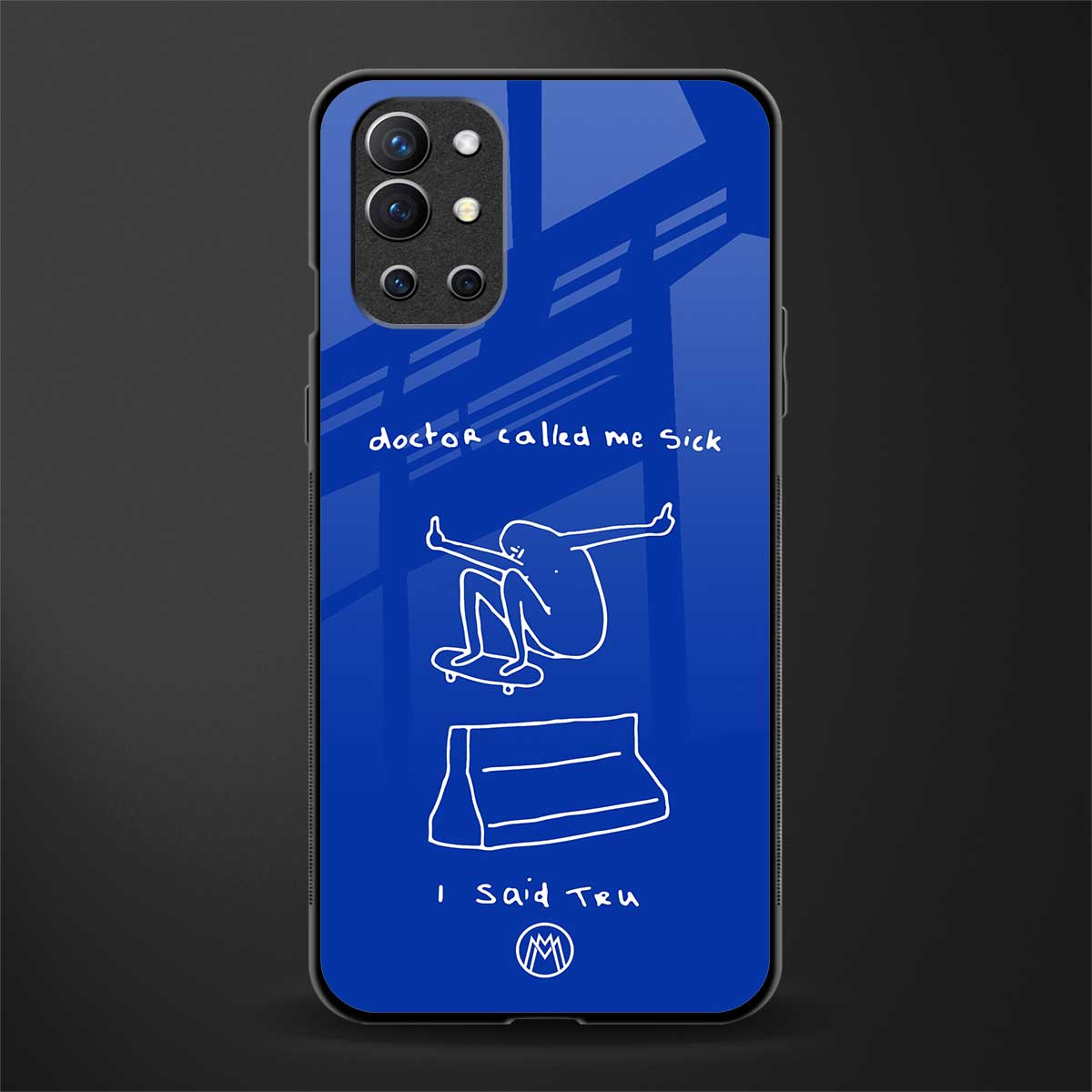 sick skateboarder blue doodle glass case for oneplus 9r image