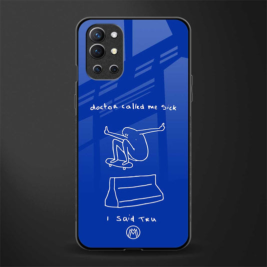 sick skateboarder blue doodle glass case for oneplus 9r image