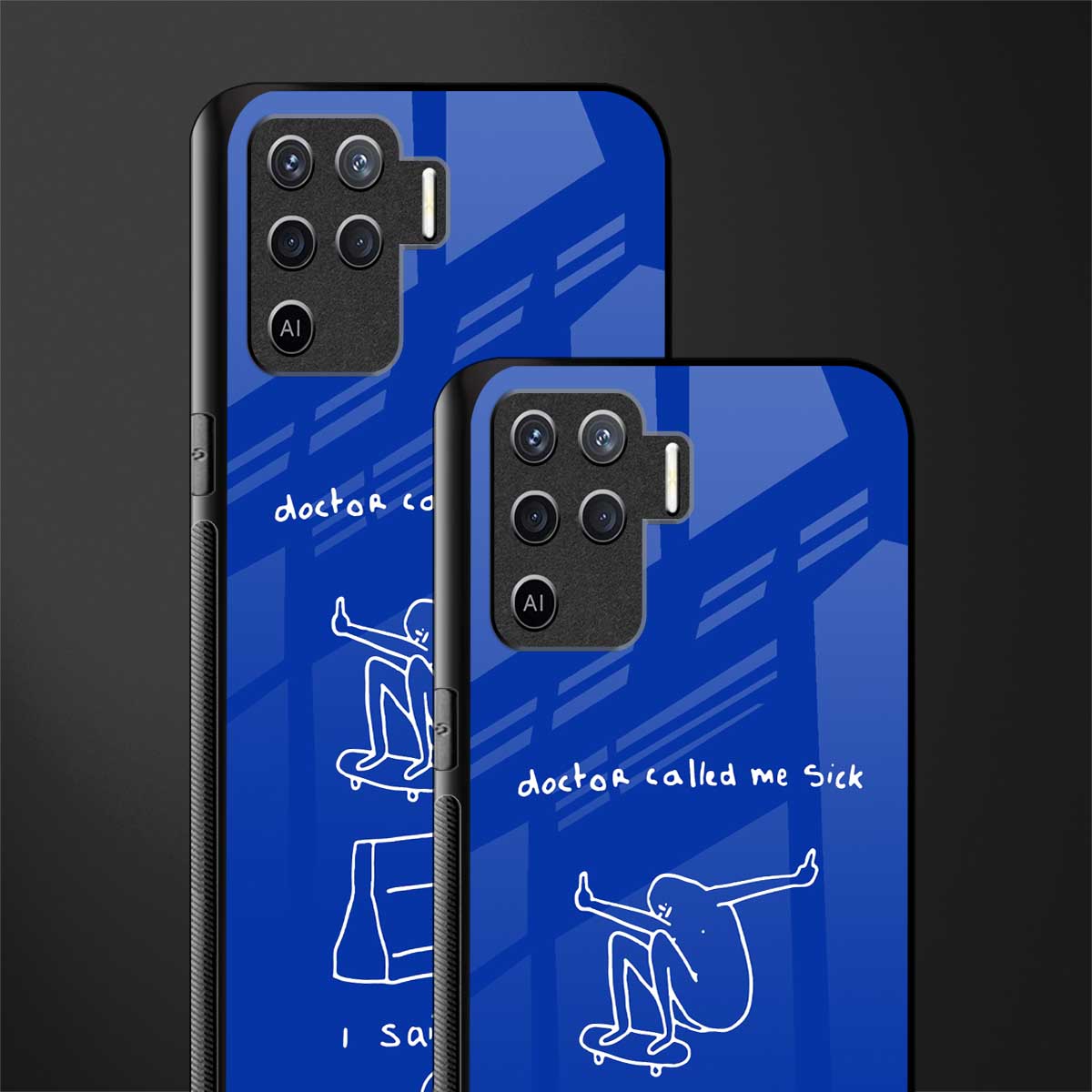 sick skateboarder blue doodle glass case for oppo f19 pro image-2